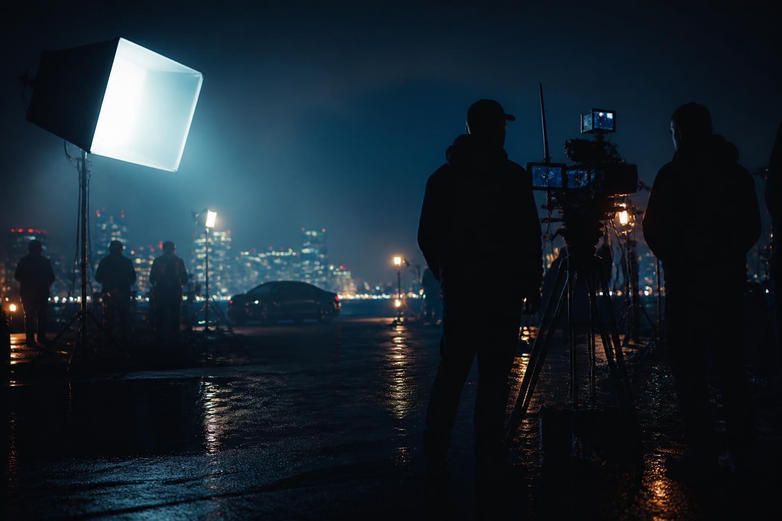 Cinematic film production at night